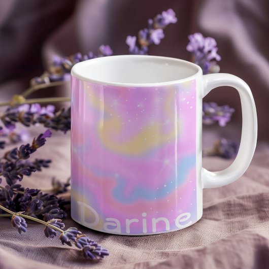 Mug Nom personnalisé l Éperviers colorés Rainbow Girly