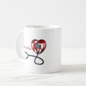 Mug Nom personnalisé l Red Heart Stethoscope Nurse Méd (Devant gauche)