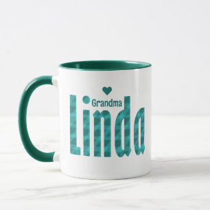 Mug Nom personnalisé "Linda" Art Turquoise Sea Green P