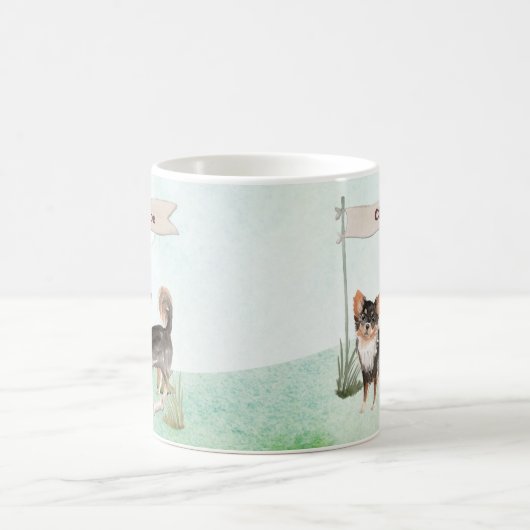 Mug Nom personnalisé Long Haired Chihuahua Chien anima (Centre)