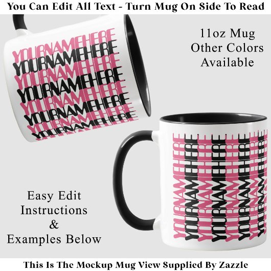 Mug Nom personnalisé long sur mesure Message caché Cor