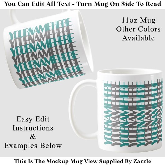 Mug Nom personnalisé long sur mesure sarcelle message