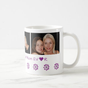 Mug Nom personnalisé + Meilleure maman Éver + 3 photos