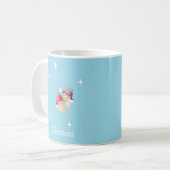 Mug Nom personnalisé mignon anges sur bleu (Devant gauche)