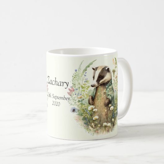 Mug Nom personnalisé Mignon Badger (Devant droit)
