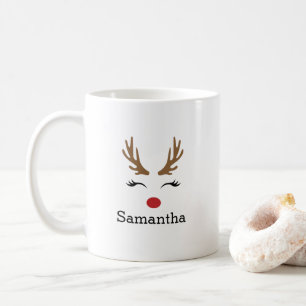 Mug Nom personnalisé mignon renne de Noël