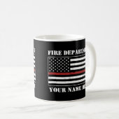 Mug Nom personnalisé Mince Ligne rouge Drapeau Fière P (Devant droit)