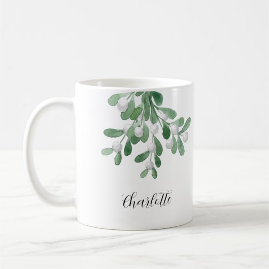 Mug Nom personnalisé Mistletoe Green (Gauche)