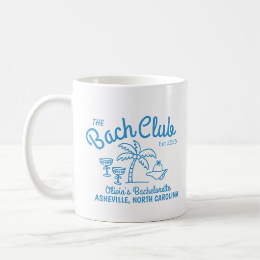Mug Nom personnalisé moderne Île Date Bachelorette Ble (Gauche)