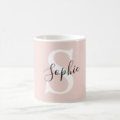 Mug Nom personnalisé moderne Monogram Pastel Rose (Centre)