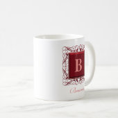 Mug Nom personnalisé Monogram Regal Style (rouge) (Devant droit)