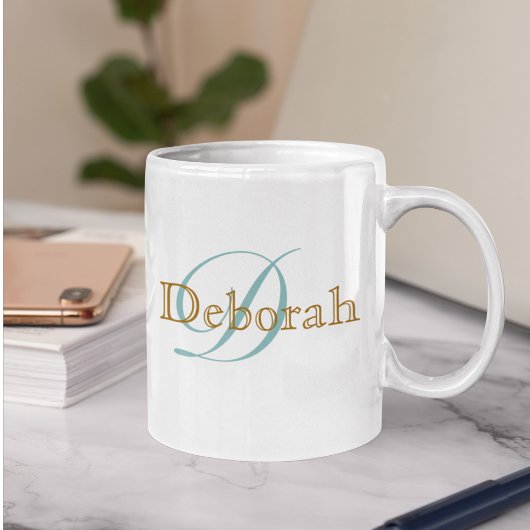 Mug Nom personnalisé Monogramme blanc