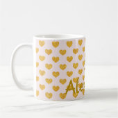 Mug Nom personnalisé Monogramme Gold Hearts rose (Gauche)
