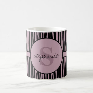 Mug Nom personnalisé Monogramme Zebra stripes motif
