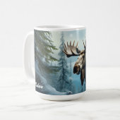 Mug Nom personnalisé Moose d'hiver (Devant gauche)