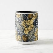 Mug Nom personnalisé Motif de feuilles et de fleurs tr (Centre)