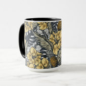Mug Nom personnalisé Motif de feuilles et de fleurs tr (Devant gauche)