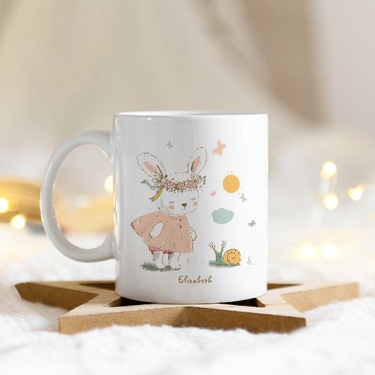 Mug Nom personnalisé Motif de lapin de Pâques