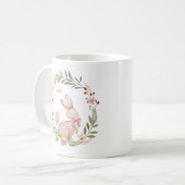 Mug Nom personnalisé Motif de lapin rose de Pâques (Devant gauche)