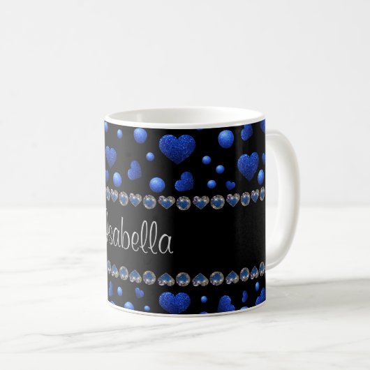 Mug Nom personnalisé, motif de parties scintillant coe (Devant droit)