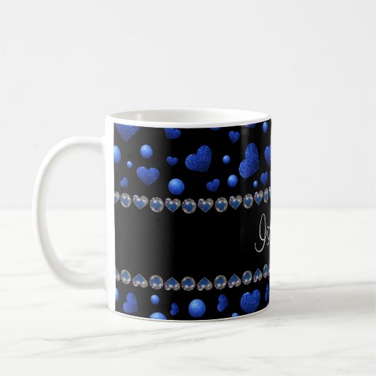Mug Nom personnalisé, motif de parties scintillant coe (Gauche)