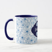 Mug Nom personnalisé Motif floral bleu féminin (Gauche)