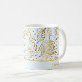 Mug Nom personnalisé motif floral doré (Devant droit)