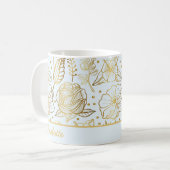 Mug Nom personnalisé motif floral doré (Devant gauche)