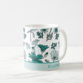 Mug Nom personnalisé motif floral vert transparent (Devant droit)