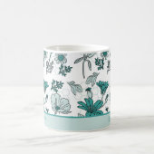 Mug Nom personnalisé motif floral vert transparent (Centre)