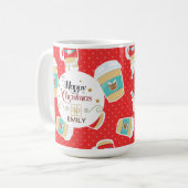 Mug Nom personnalisé Musiques cadeaux de Noël (Devant gauche)