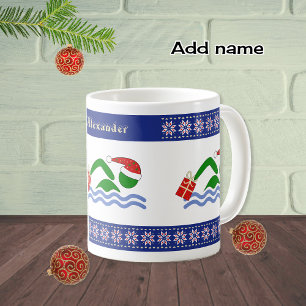 Mug Nom personnalisé nageurs de Noël