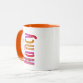 Mug Nom personnalisé "Nancy" en rouge vif orange rose (Devant gauche)