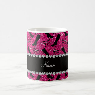 Mug Nom personnalisé neon parties scintillant rose cha