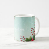 Mug Nom personnalisé Noël Floral Aquarelle Poinsettia (Devant droit)
