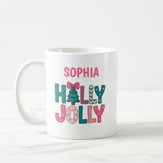 Mug Nom personnalisé Noël Holly Jolly