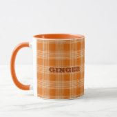 Mug Nom personnalisé Orange Plaid En vichy Motif (Gauche)