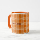 Mug Nom personnalisé Orange Plaid En vichy Motif (Devant gauche)