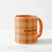 Mug Nom personnalisé Orange Plaid En vichy Motif (Devant droit)