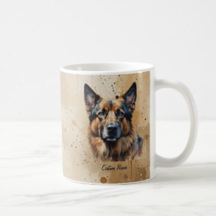 Mug Nom personnalisé ou texte Chien de berger allemand