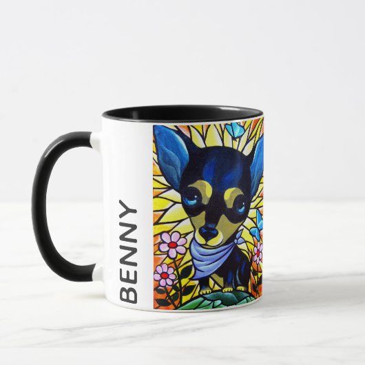 Mug Nom personnalisé par art noir de bande dessinée de (Gauche)