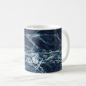 Mug Nom personnalisé par marbre moderne bleu (Devant droit)