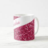 Mug Nom personnalisé par parties scintillantes roses (Devant droit)
