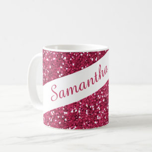 Mug Nom personnalisé par parties scintillantes roses