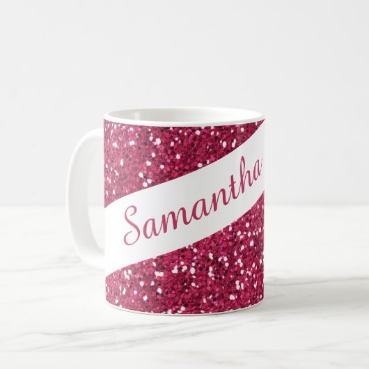 Mug Nom personnalisé par parties scintillantes roses (Devant gauche)