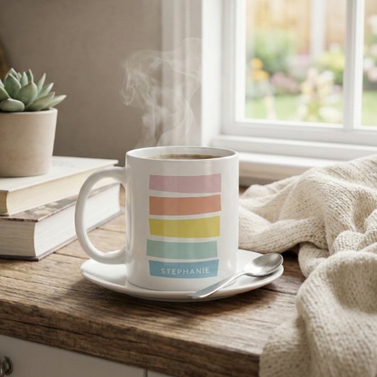 Mug Nom personnalisé Pastel Géométrique Simple Chic