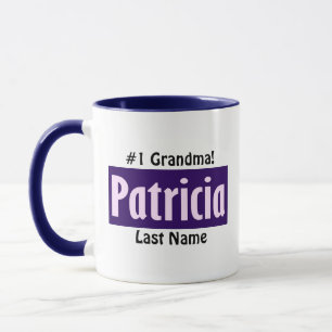 Mug Nom personnalisé "Patricia" en noir, rose, violet