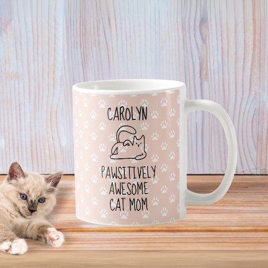 Mug Nom personnalisé Pawsively Awome Chat Maman
