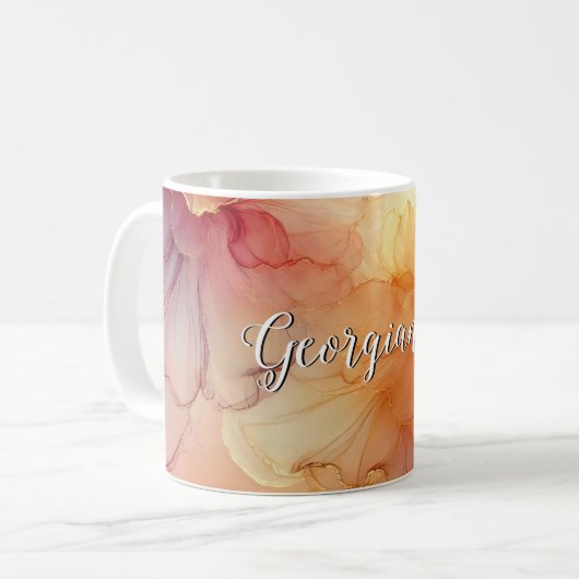 Mug Nom personnalisé Pêcher framboise Floral Alcool En (Devant gauche)