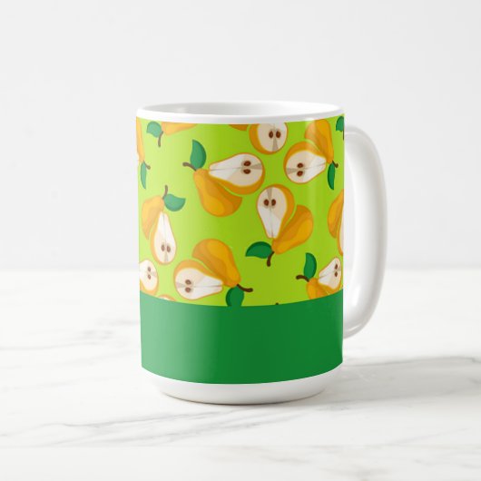 Mug Nom personnalisé perles orange sur vert (Devant droit)